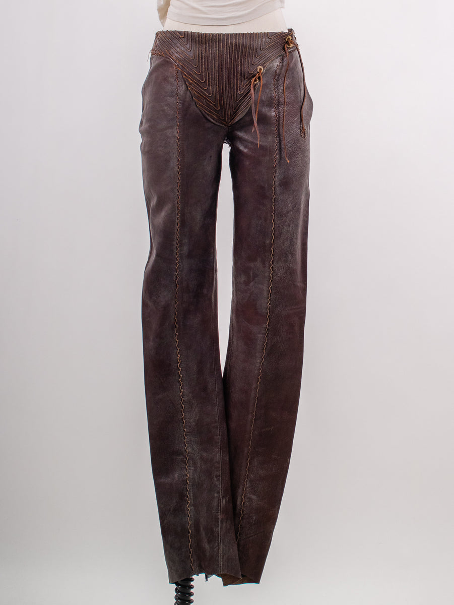 y2k xs asymmetrical leather pants