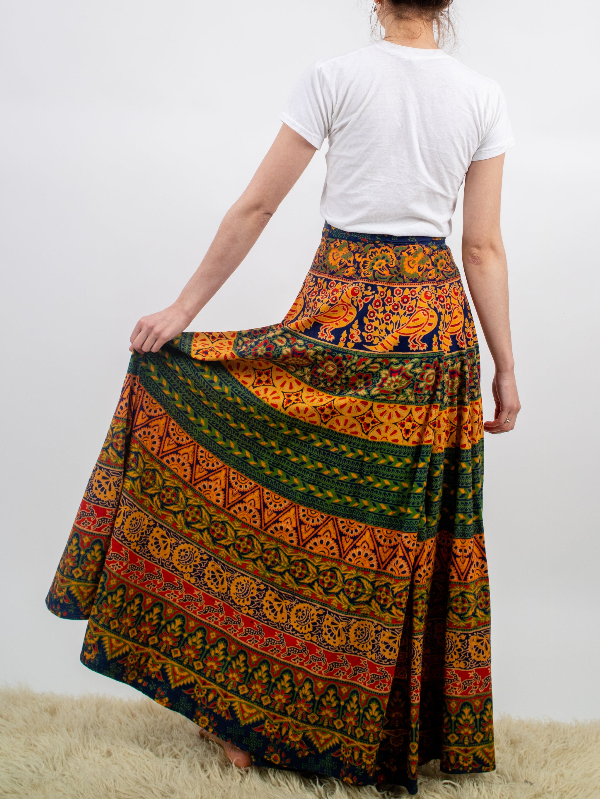 1970s Indian Cotton Maxi Wrap Skirt Erin Templeton